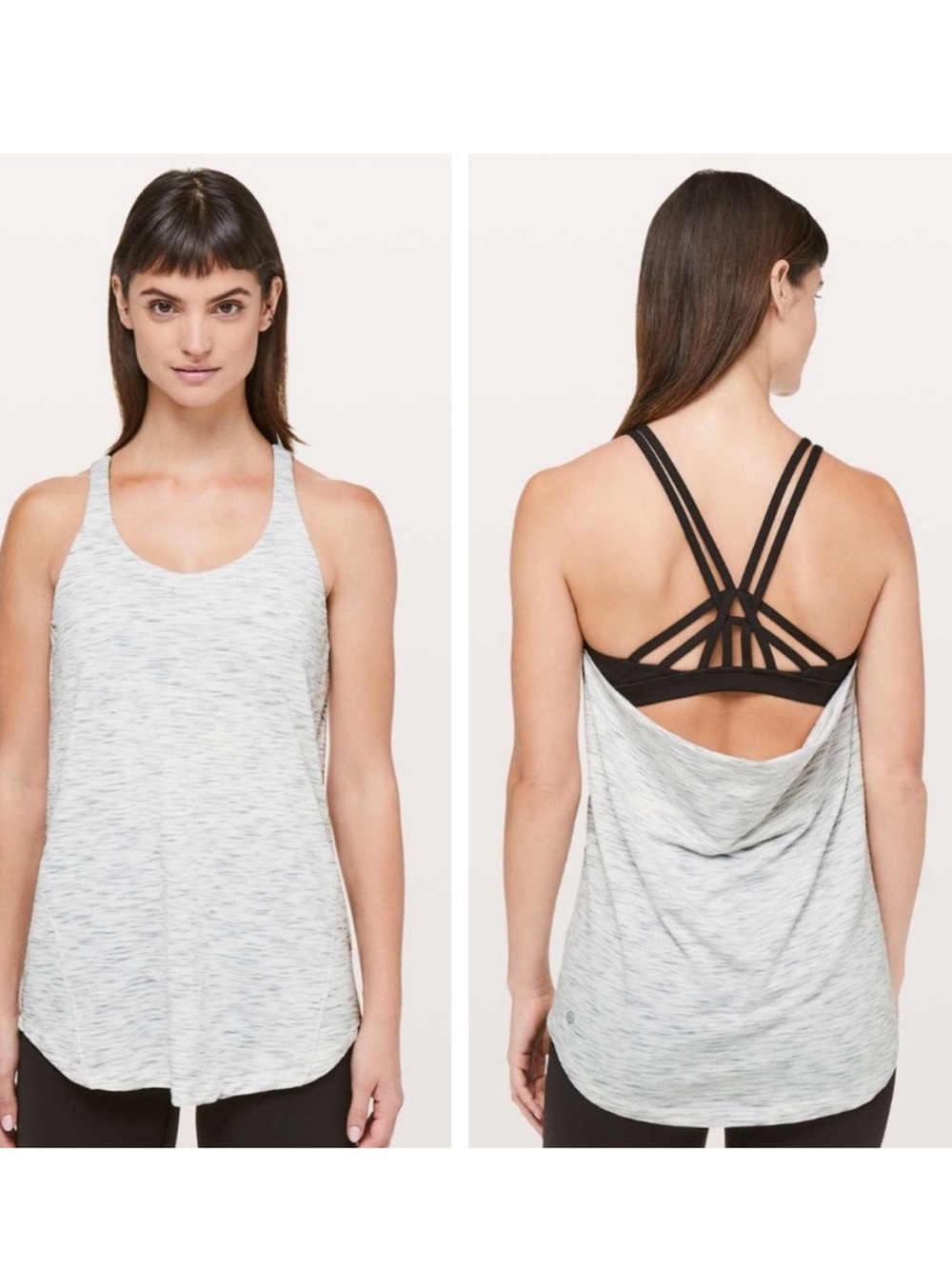 Lululemon Movement to Movement 2-in-1 Sports Bra Tank Top Gray White Black